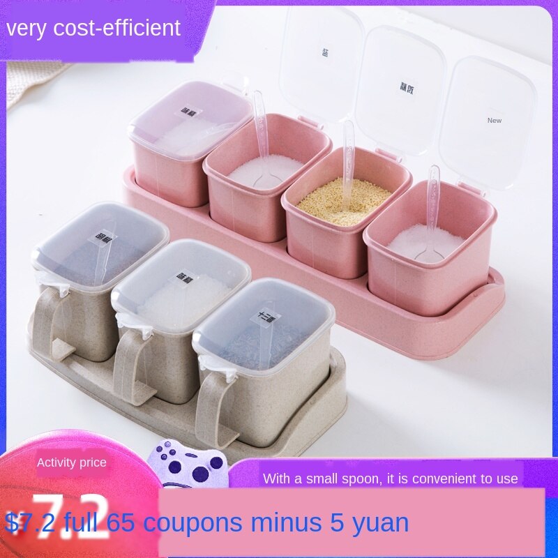 Pressad vetesmak kryddlåda i plast kryddlåda set kök hushållssaltkanna kryddlåda kryddlåda