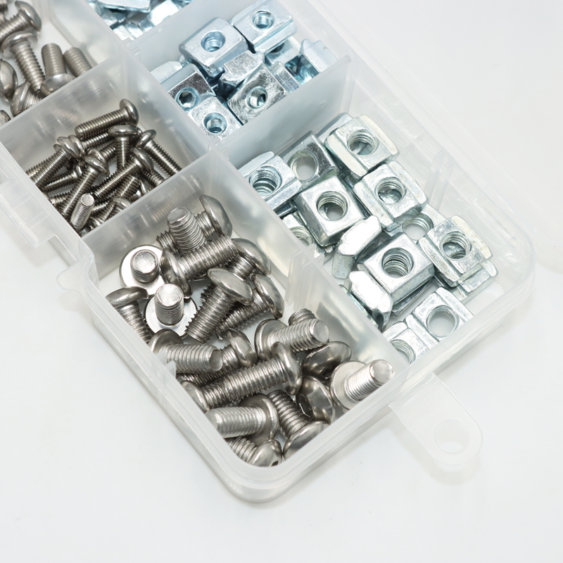 Tornillo hexagonal de acero inoxidable 304 y tuerca deslizante en T, cabeza de botón, Perno Allen, ranura en T, para Perfil de extrusión de aluminio 20, 30, 40