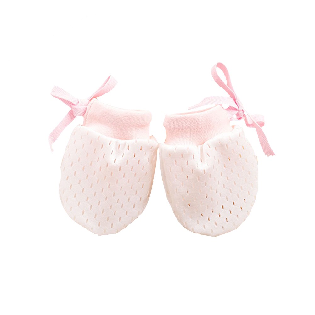 1Pair Accessories Protection Face Breathable Mesh Anti Scratching Newborn Mittens Adjustable Baby Gloves Summer Girl Soft: Pink