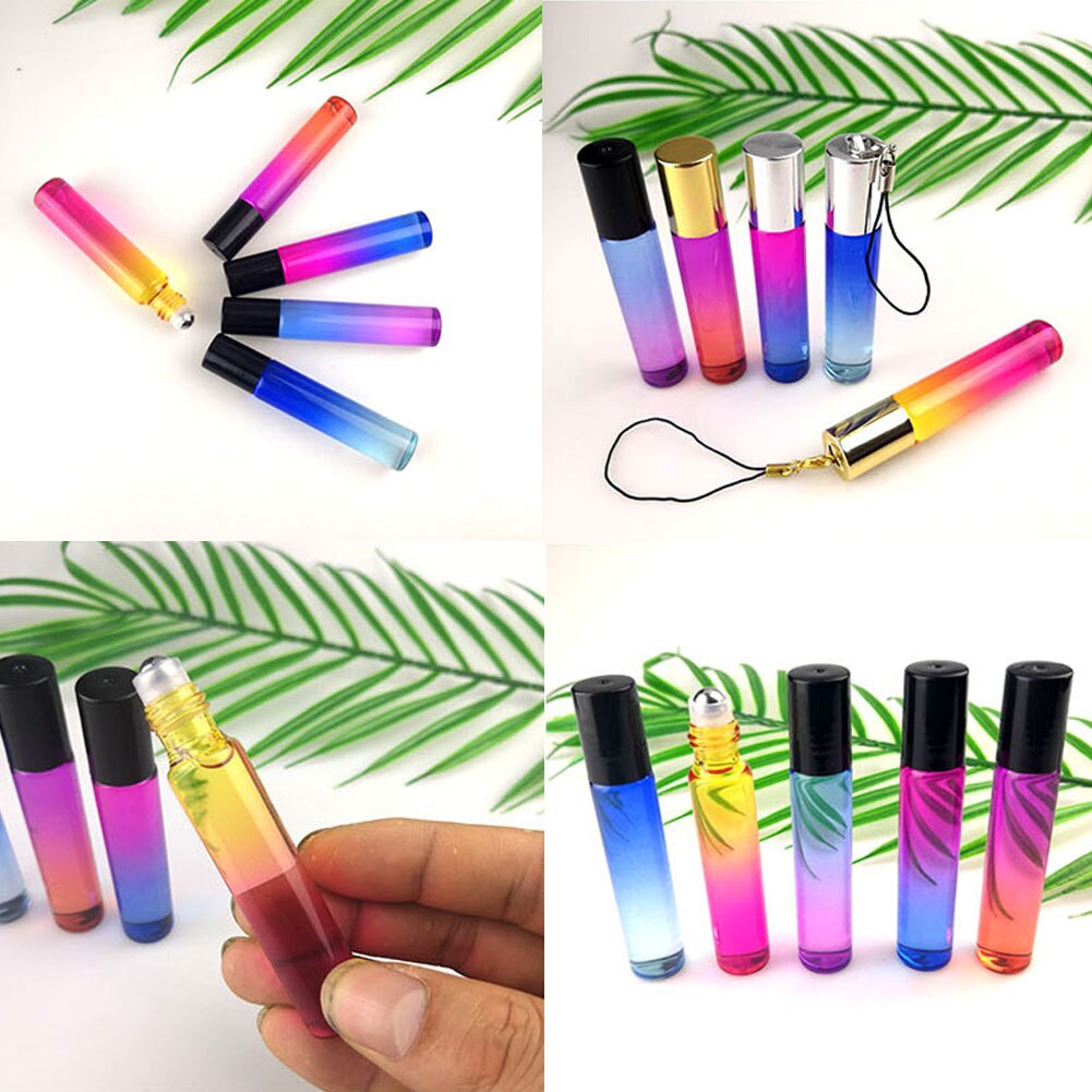 5 stuks/set 10ml rollerball multicolor gradiënt lege etherische olie parfumflesjes