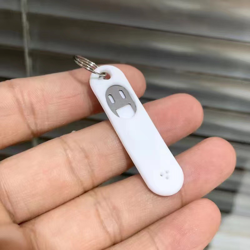 1pc Draagbare Anti-verloren Sleutelhanger met Sim-kaart Remover Openning Tool voor Mobiele Telefoons Lade Eject Pins Naaldopener Ejector: WHITE
