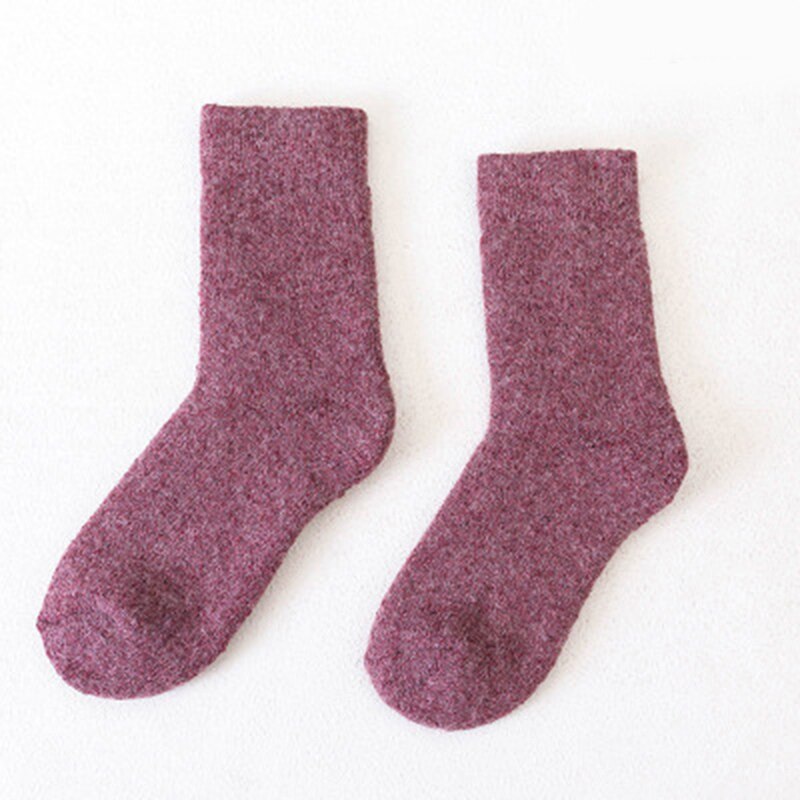 Winter Wool Warm Socks Super Soft Thick Solid Color Casual Socks For Men Women: wine red