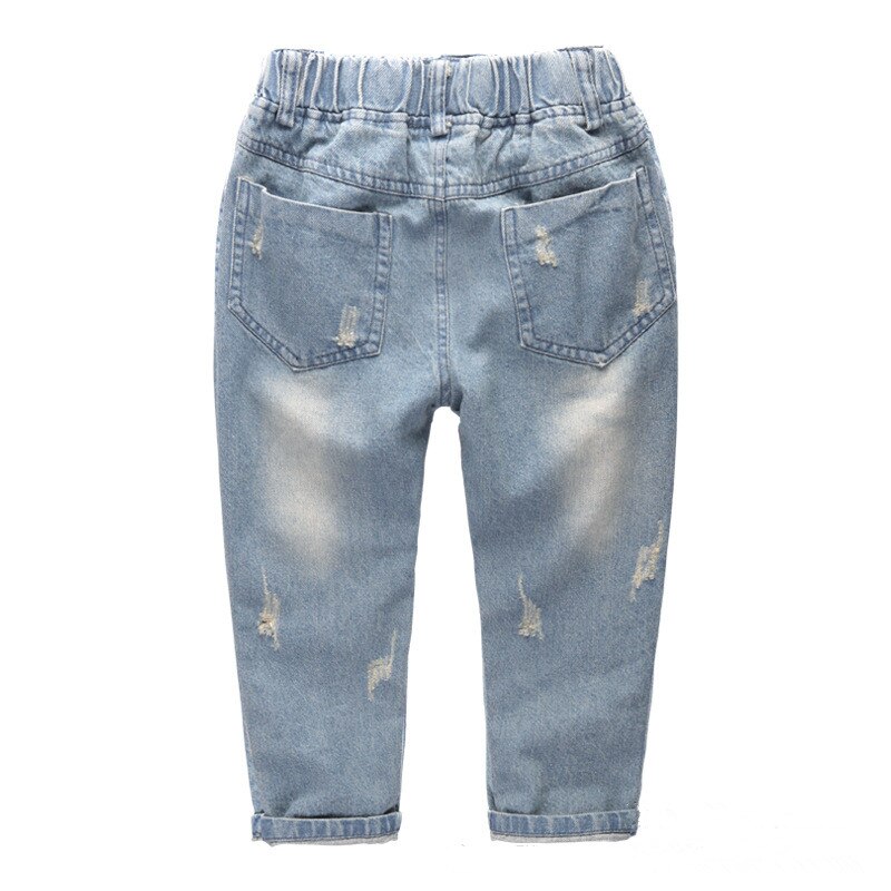 Baby drenge bukser piger jeans revet huller børn bukser nødlidende lys farve elastik talje afslappet børnetøj