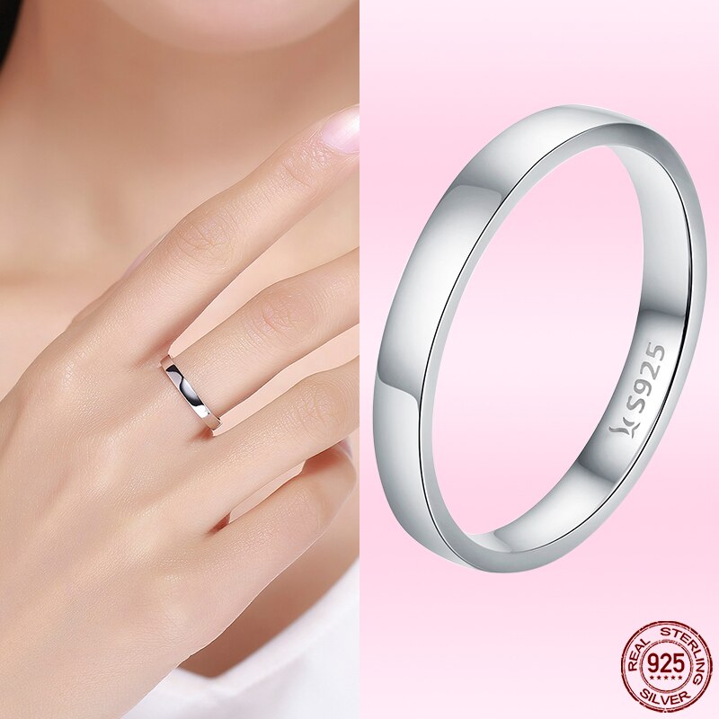 Bamoer Pure Witte Vinger Ring Voor Vrouwen Shiny Clear Zirkoon Echt 925 Sterling Zilver Elegante Ring Formele Bruiloft Sieraden: 8 / GXR343