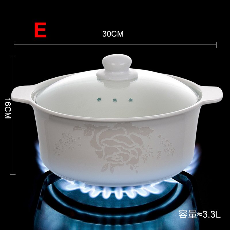 Just one pot Casserole heat-resistant health stew pot ceramics Soup pot stew pot open flame household gas porcelain pot: E