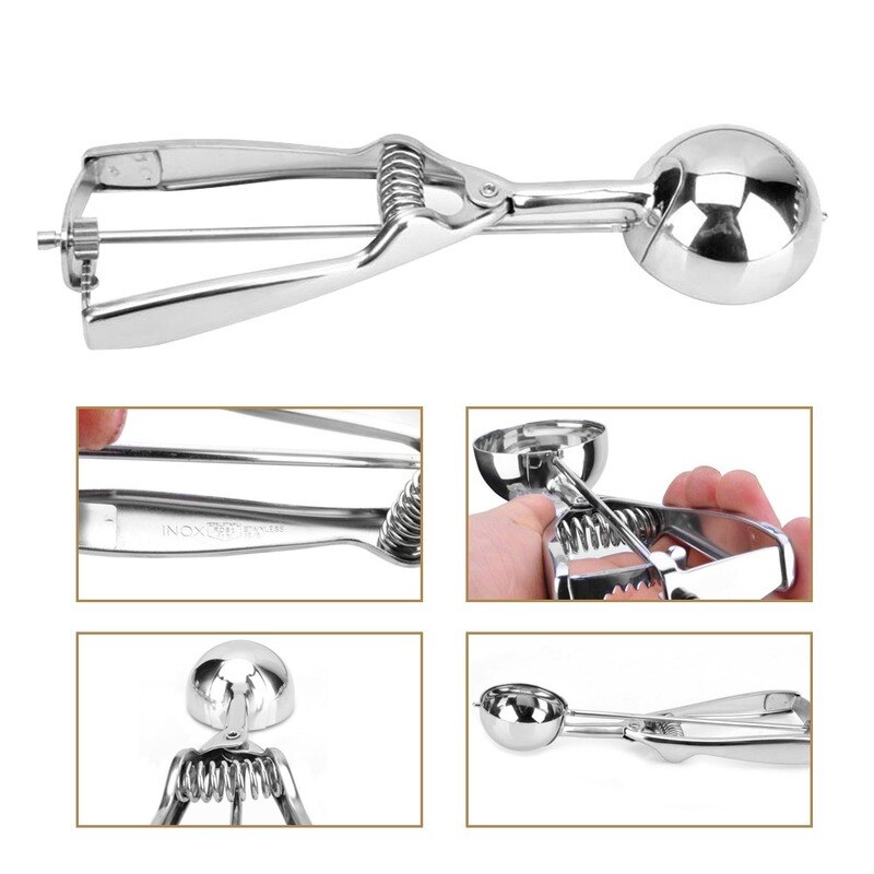 1pcs Ice Cream Scoops Metal Stainless Steel Make Kitchen Tools 4/5/6 CM 3 Size For Choose Potato Watermelon Spoon