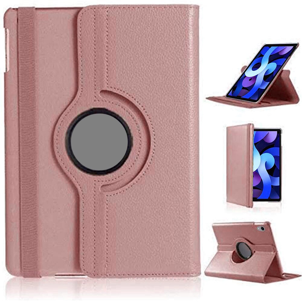 For Apple iPad Air 4th Generation 10.9" Rotating Smart Case Leather Folding Stand Cover with Auto Wake/Sleep Function: Rose Gold