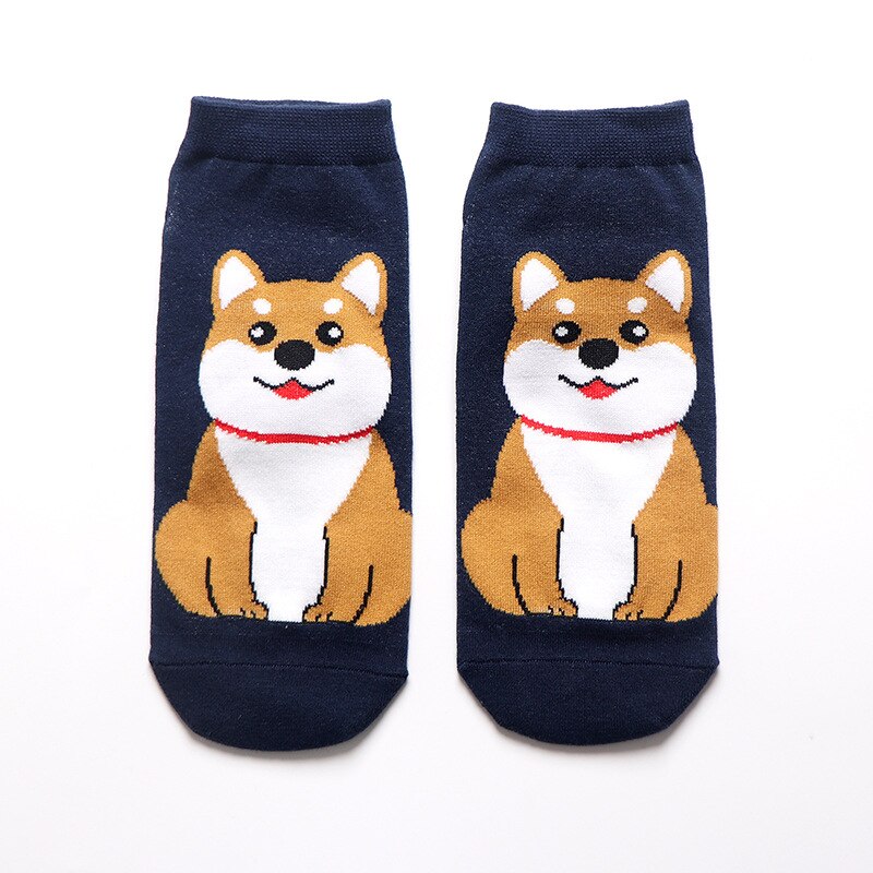 Primavera otoño lindo Animal mujeres algodón calcetines cortos Tide Dog Kawaii Bull Terrier Beagle japonés Casual Happy Funny Calcetines: 5
