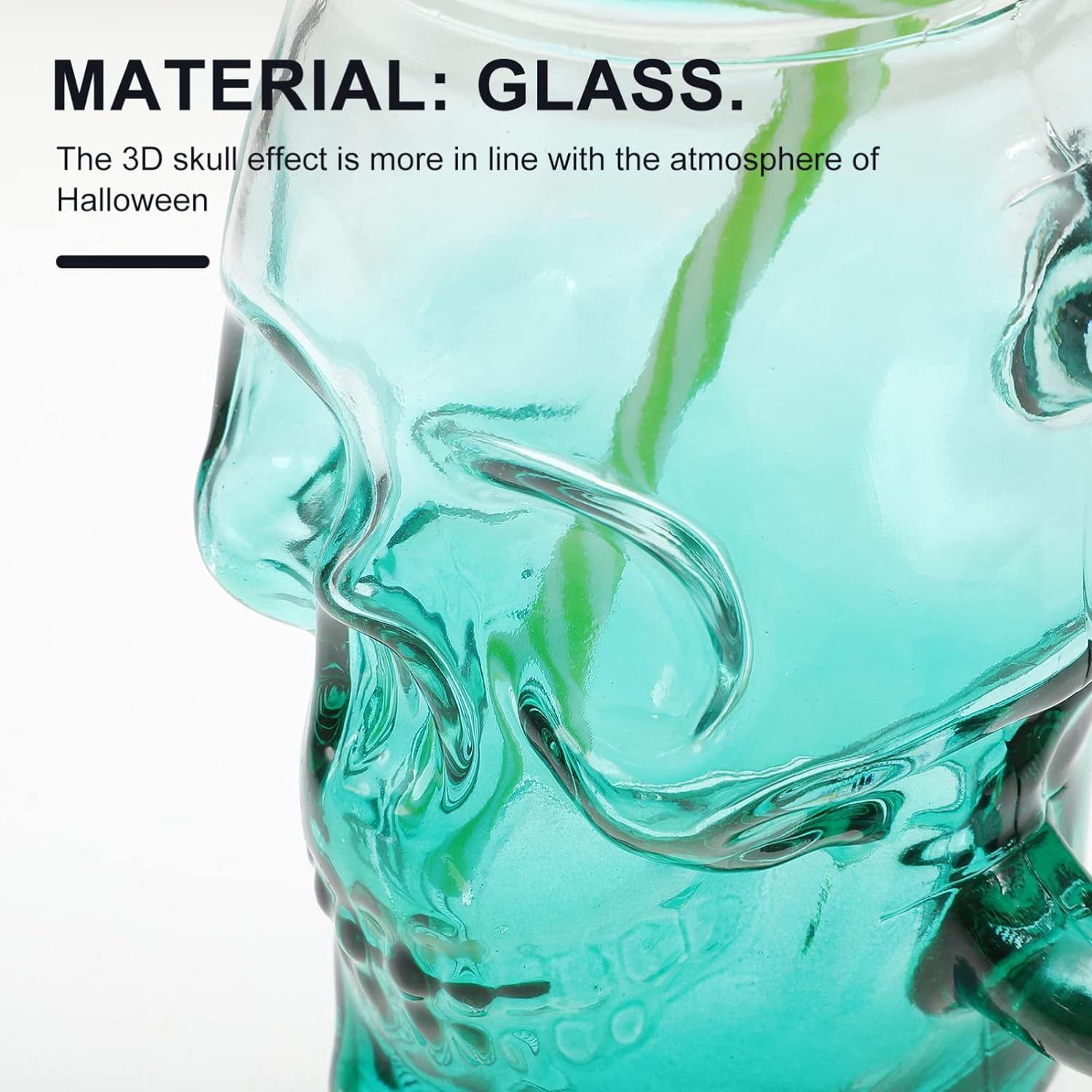 Dödskalle glas murare burk mugg tumlar kopp med lock och halm skalle ansikte glas bred mun murare burk dricksglas enkel burk 16oz