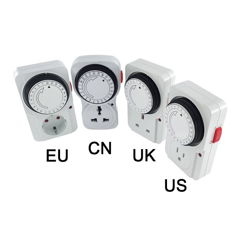 24 timmars cyklisk timerbrytare universell tidtagningsuttag mekanisk timer 230 vac 3500w 16a uk eu cn us plug timers