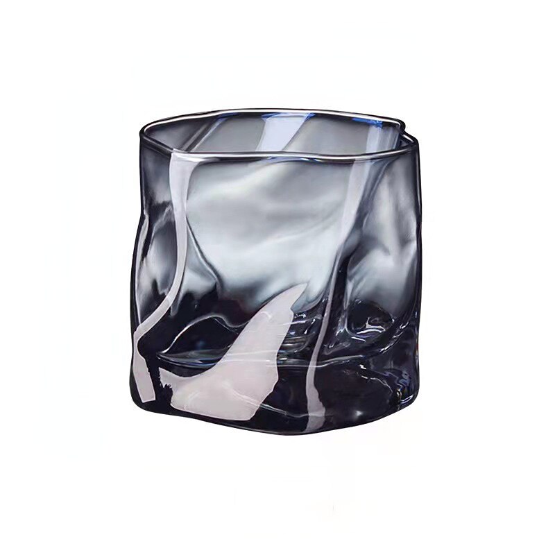 Irregular Glass Cup Twisted Transparent Wine Glasses Whiskey Water Juice Beer Cocktail Cup Bar Drinking Supplies: grey