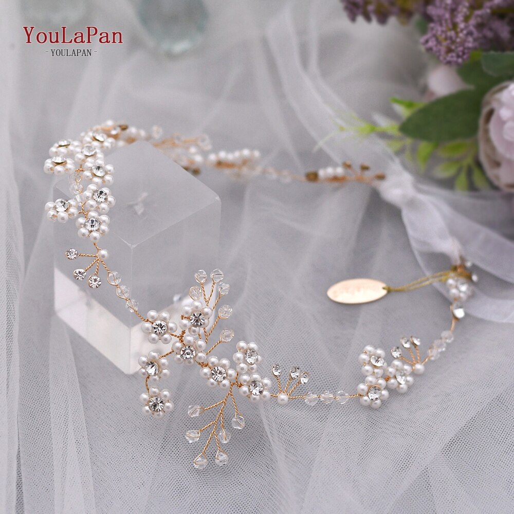 TOPQUEEN SH129 Goldene Hochzeit Kleider Gürtel Womens Perle Gürtel Kristall Braut Schärpe Hochzeit Gold Gürtel mit Perlen Dünne Braut Gürtel
