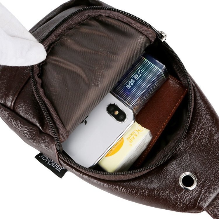 Tas stijl heren pu leren borsttas schoudertas multifunctioneel met koptelefoonaansluiting heren enkele schoudertas aktetas