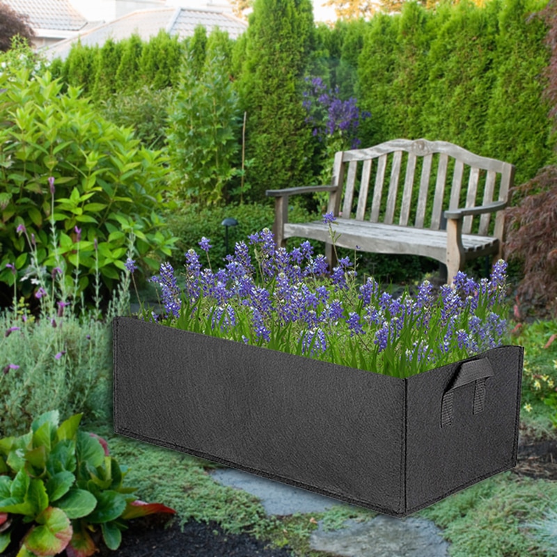 Grow Bags Non-Woven Fabric Raised Garden Bed Rectangle Planting Container Grow Bags Fabric Planter Pot For Plants Nursery Pot