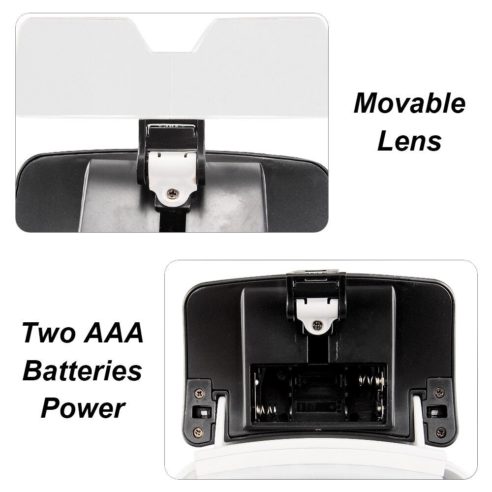 5 Lens Adjustable Loupe Magnifying Glasses With LED Light Lamp Head Magnifier For Eyelash Extension Magnifier Beauty Makeup Tool