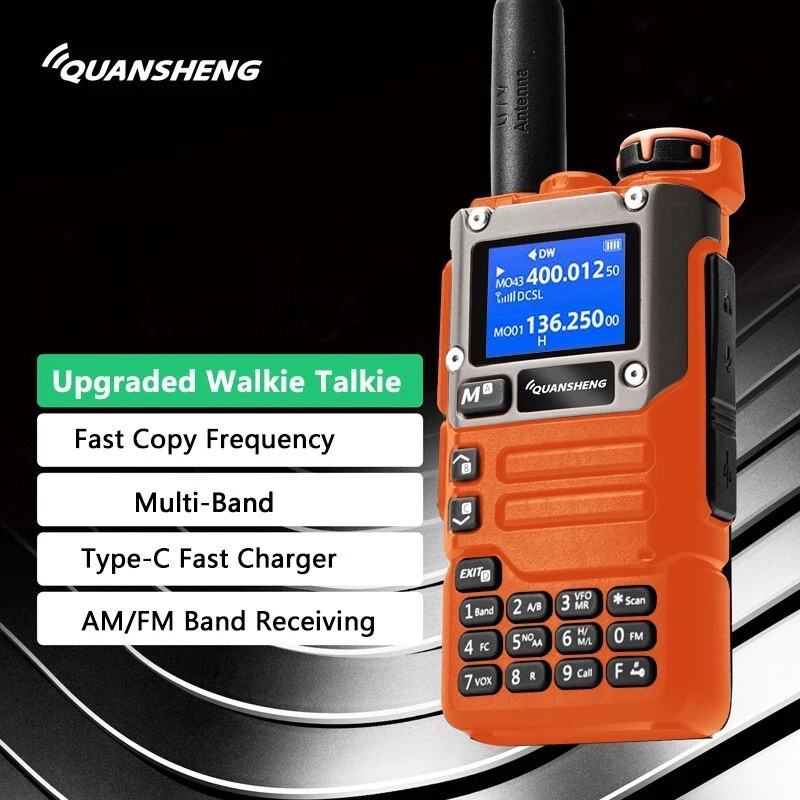 Quansheng UV-K5(8) UV-K58 UV-K6 UVK58 pomarańczowe radio dwukierunkowe 50-600MHz AM FM typu C ładowanie wielopasmowe UV-K5 aktualizacja quansheng k58