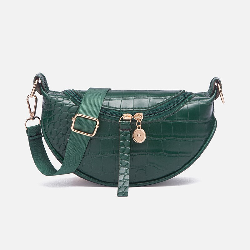 Pu Leer Trend Vrouwen Tas Mode Borst Tas Krokodil Patroon Rits Vrouwen Schouder Messenger Bag Luxe handtassen: Green