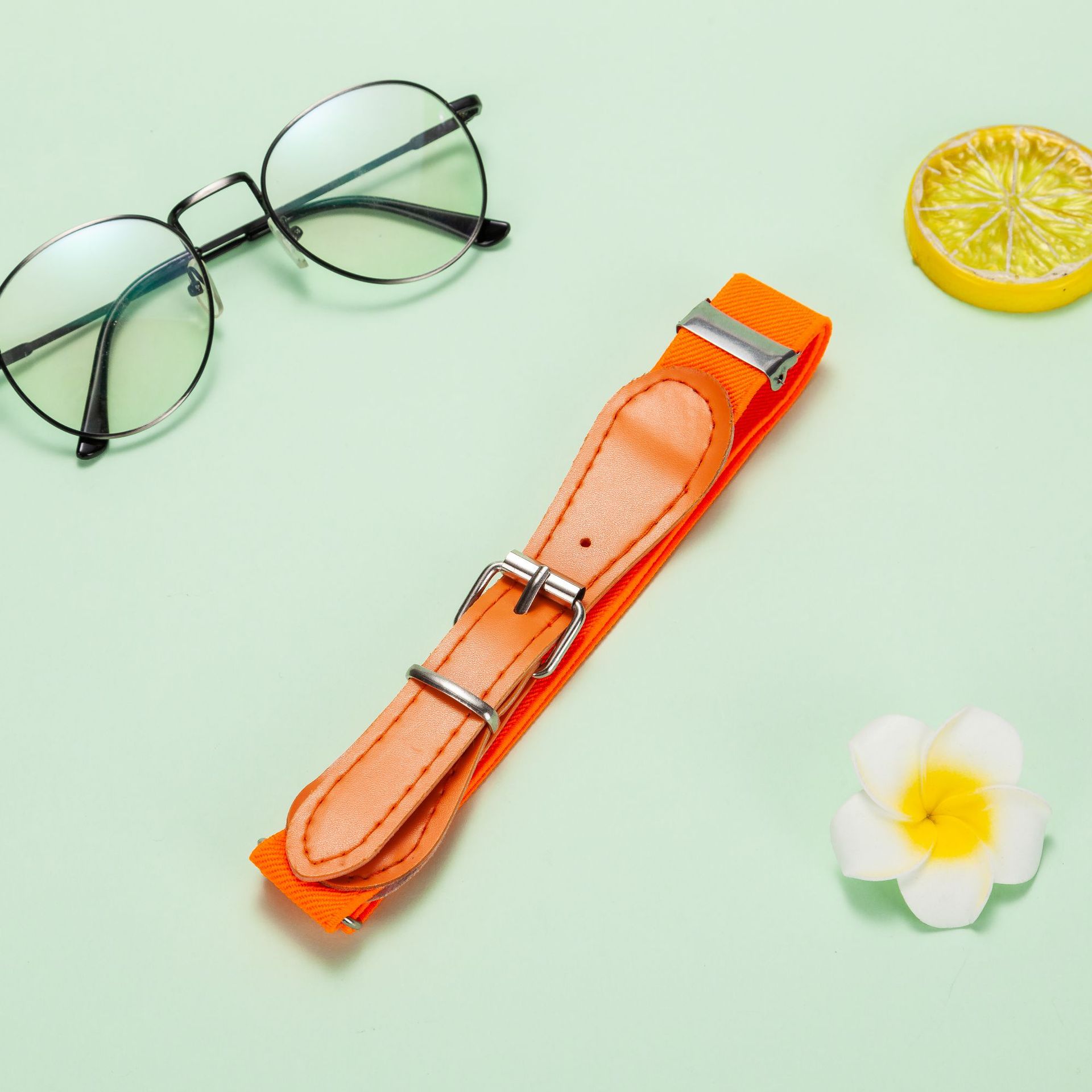 Mode kinderen candy riem meisjes/jongens elastische riem kinderen Pu lederen wit/rode riem riemen: Orange