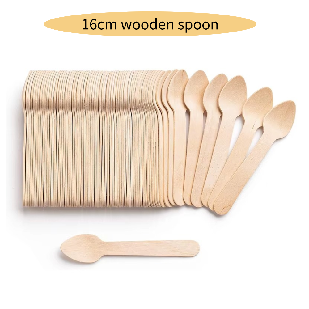 Cucharas de madera desechables para degustación de muestreo, yogur, helado, tenedores de postre, vajilla para de boda, cuchara de madera, 50/100 Uds.: green / 50 unids