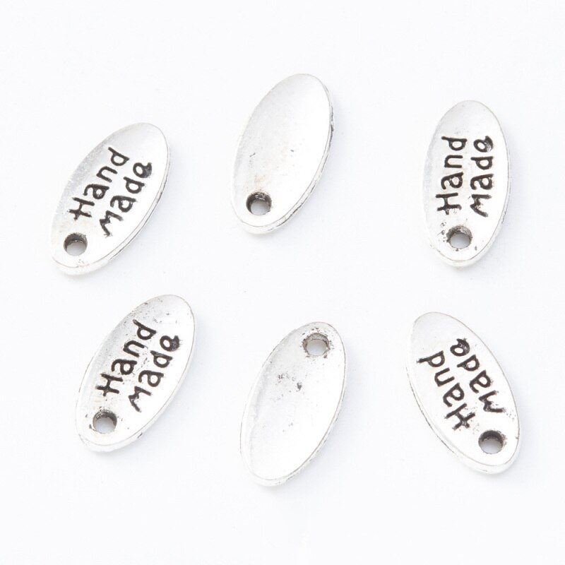Etiquetas de Metal con patrón de letras hechas a mano, para coser bolsas de ropa, decoración, accesorios colgantes joyas DIY, 50 Uds.: 2