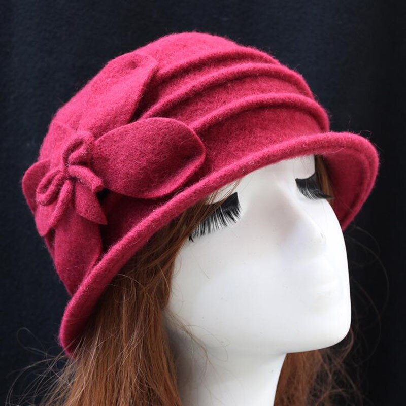 Winter Vrouwen Hoeden Mutsen Cloche Dames 100% Wol Cap Emmer Bloemen Warm Hoeden voor Vrouwen Motorkap Femme Skullies Mutsen Vrouwelijke cap: 7