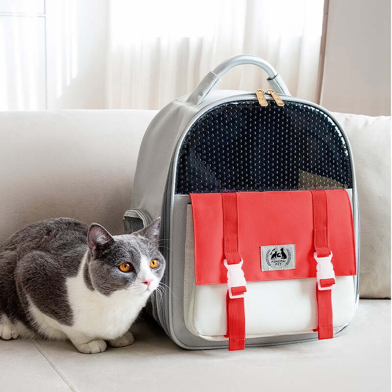 Kat Draagtas Kleine Hond Ademend Vervoer Rugzak Pet Outdoor Travel Schoudertassen Puppy Kitten Hond Draagtas Bagpack: Rood