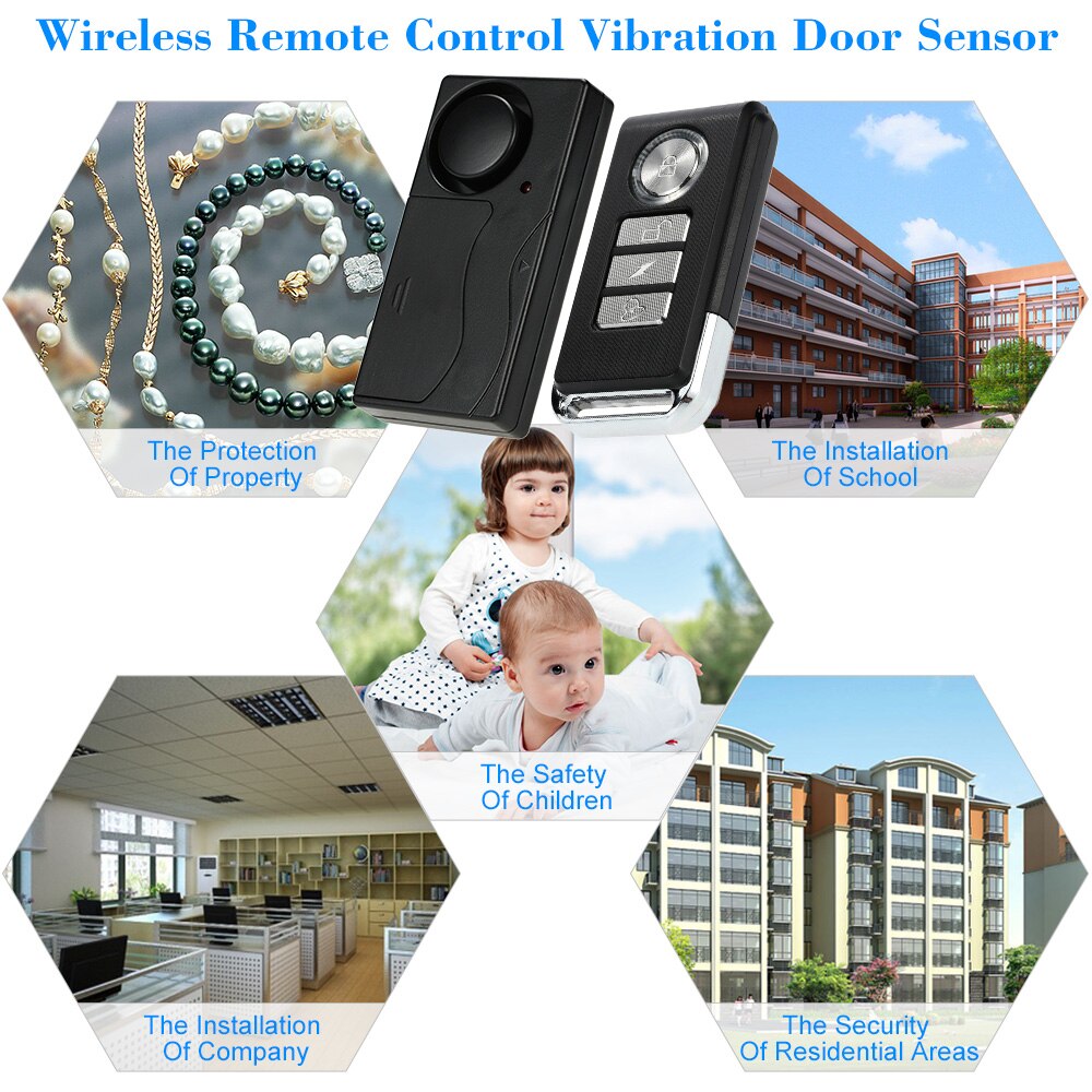 Drahtlose Fernbedienung Vibrationen Alarm Haus Sicherheit Tür Fenster Auto Sensor Detektor