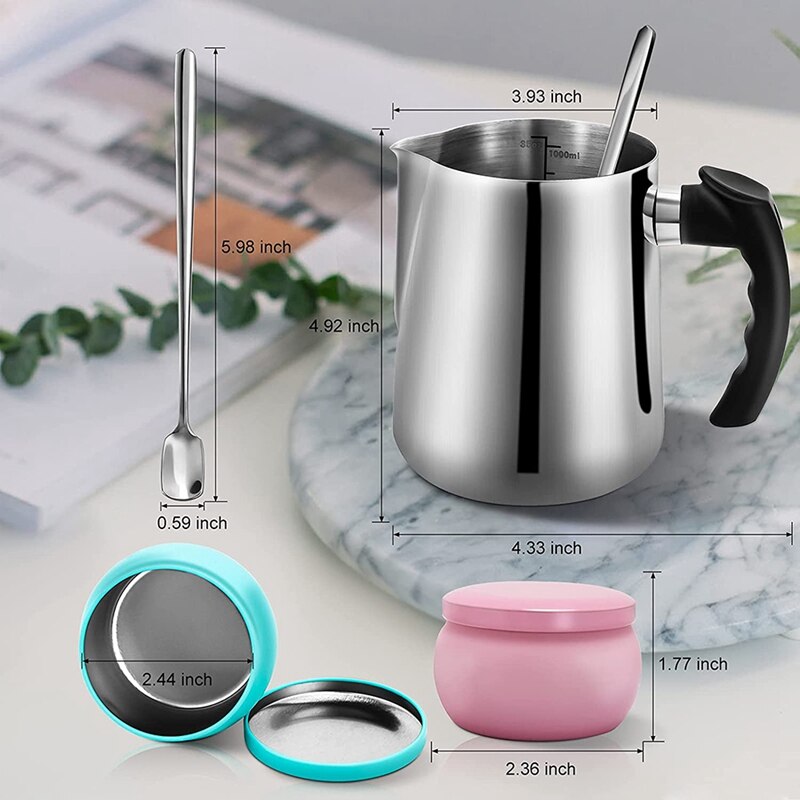 Candle Making Pouring Pot DIY Candle Making Kit,Stainless Wax Melting Pot with Heat-Resisting Handle 2 Candle Making Jar