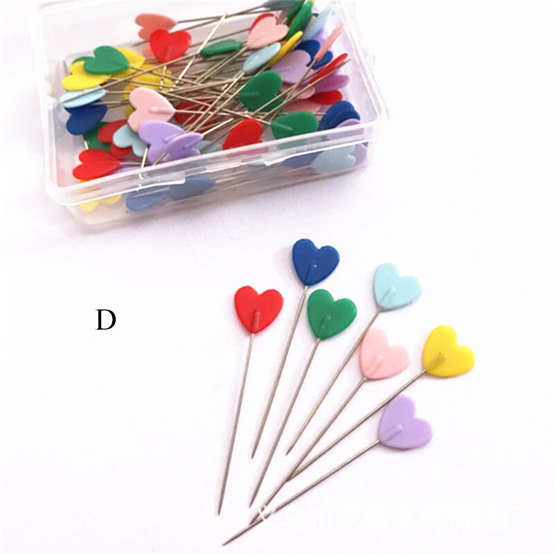50PCS/box Stainless Steel Color Button Needle Pins Head Flat-head Sewing Pins DIY Clothing Fabric Dressmaking Sewing Supplies: D