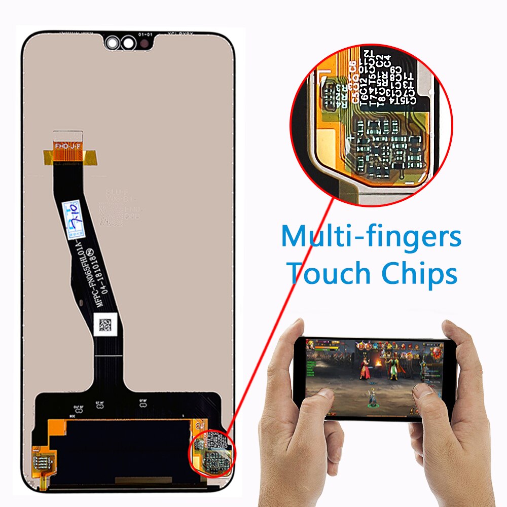 Original Huawei Honor 8X écran LCD 6.5 pouces JSN-AL00-L22 écran tactile 10 tactile numériseur cadre d'assemblage revêtement oléophobe