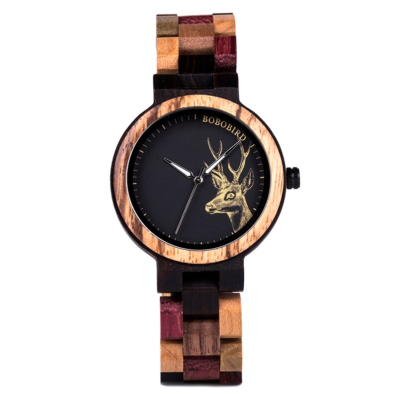 BOBO BIRD Fast Wooden Wristwatch Handmade Date Week Display Clock relogio masculino LED For Birthday Anniversary: P14-3WOMEN