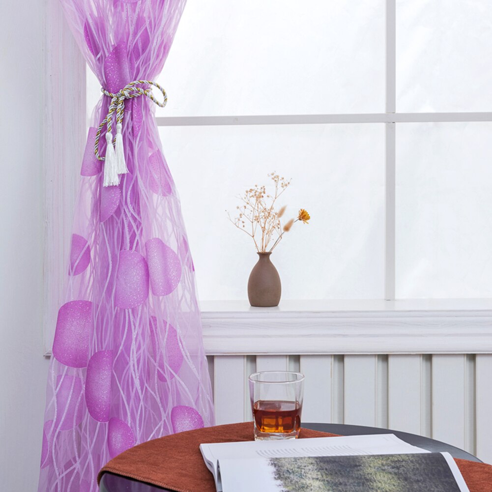 Bedroom Half Shading Window Screen Decor Curve Round Ball Printed Tulle Curtains Home Decoration Polyester Fabric Curtain