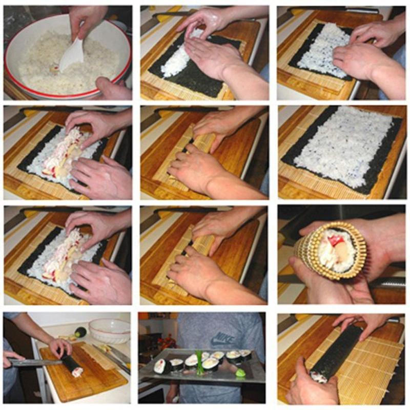 Bamboo Sushi Rolling Roller DIY Sushi Mat Onigiri Rice Roller Hand Maker Sushi Tools Kitchen Japanese Sushi Maker
