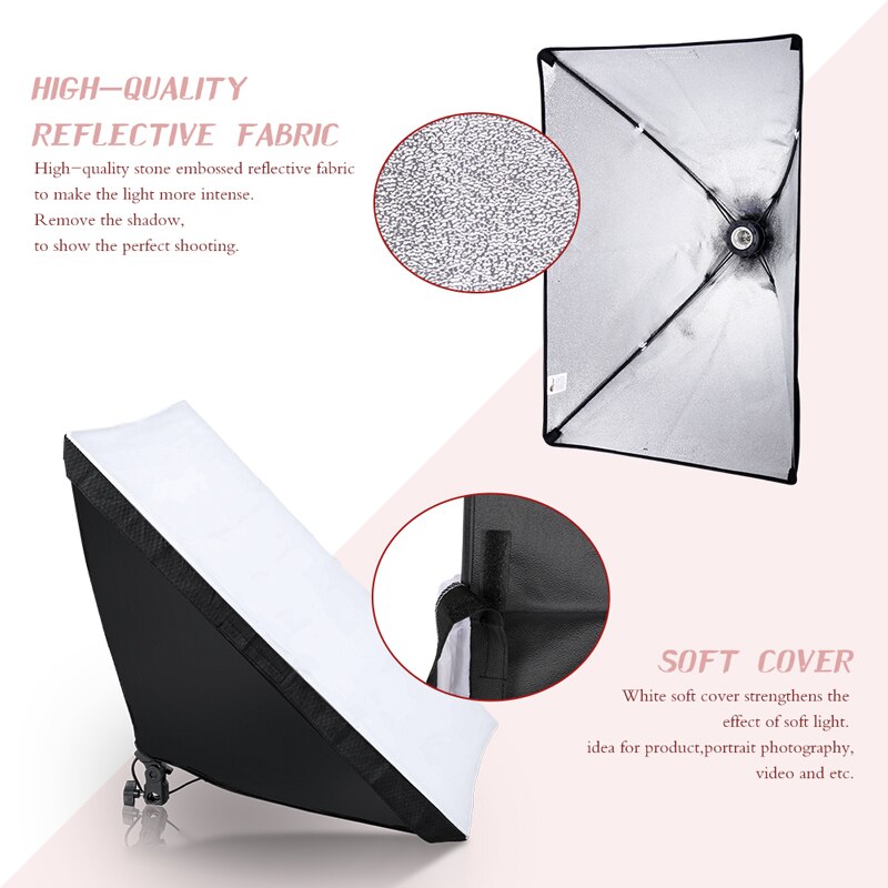 Kits de boîtes à lumière pour photographie 50x70CM, système d&#39;éclairage continu , pour équipement de Studio Photo
