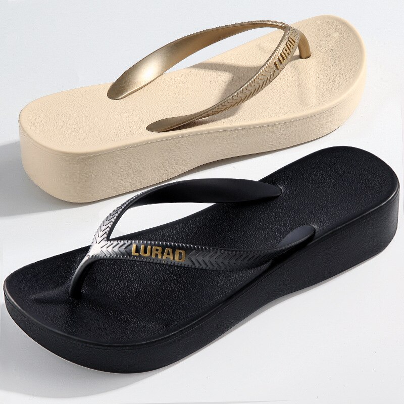 Chanclas simples de tacón Semi-alto para mujer, chanclas de plataforma, chanclas, chanclas de talón inclinado para la playa, zapatos de para hombre