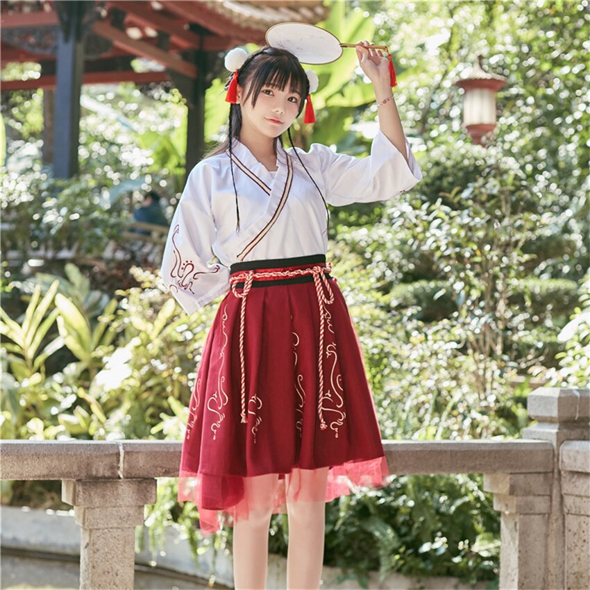 Zomer Vrouw Japanse Traditionele Jurk Borduurwerk Oude Mode Kimono Meisjes Japanse Stijl Kleding Outfits Lace Up Rok