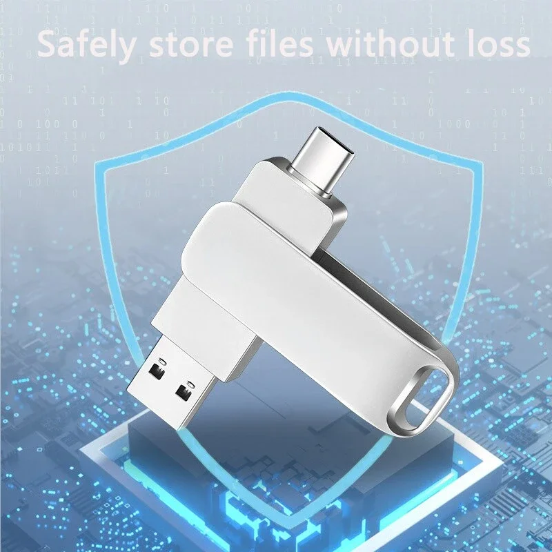 2 in 1 OTG USB-C Flash Pen Drive 64GB Metal Memory Stick Usb 2.0 To Type-C Flash Disk 64GB 128GB 256G USB2.0 High Speed Pendrive