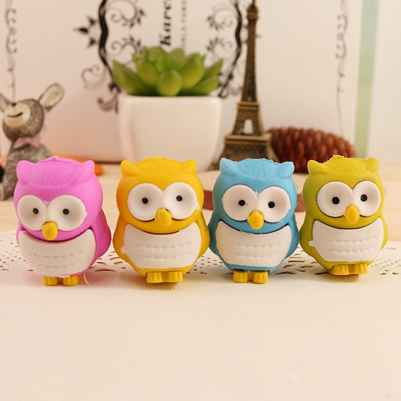 Lápiz de goma de búho Kawaii, suministros de papelería, escuela, oficina, dibujo artístico, chico , , novedad, 1 ud.