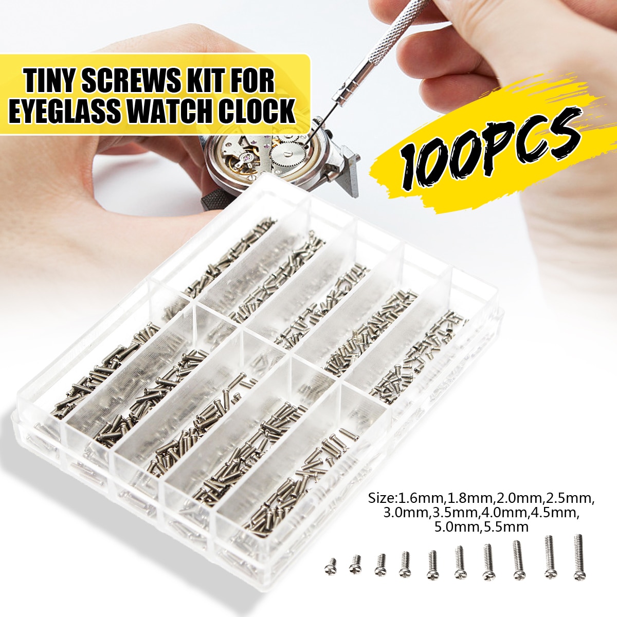 Arrvial! 1000 stks/set Diverse Schroeven Voor Horloge Klok Bril Horlogemaker Reparatie Deel Tool