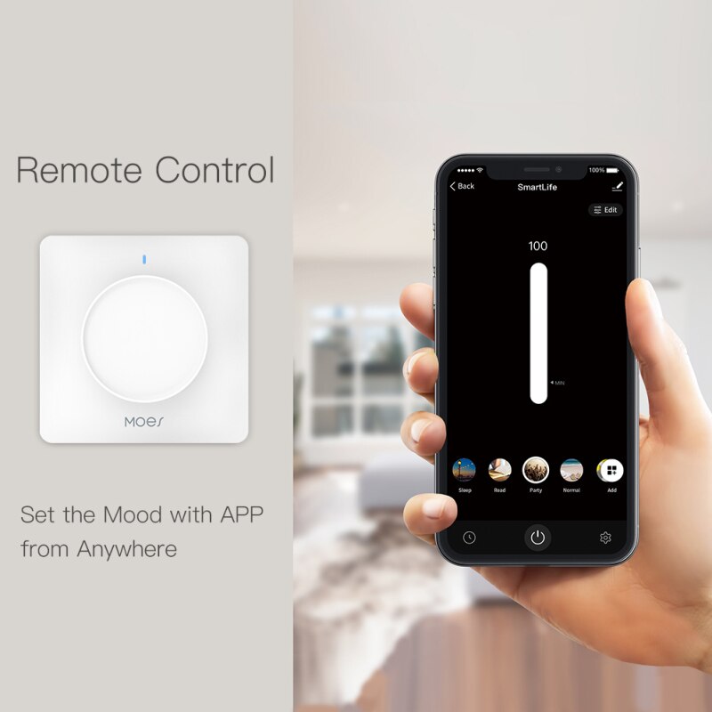 EU WiFi Smart Rotary Light Dimmer Switch 100-240V Tuya/ Works with Alexa Google Compatible with Smart Life