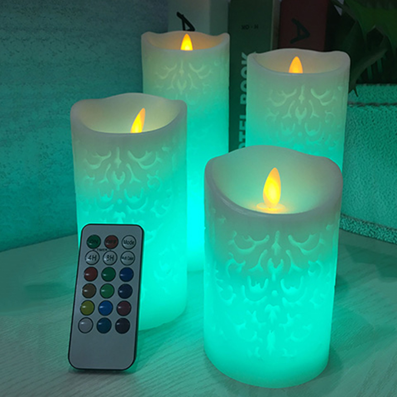 Tanzen Flamme LED Kerze Mit RGB Fernbedienung, wachs Säule Kerze Für Hochzeit Dekoration Weihnachten Kerze/Zimmer Nacht Licht