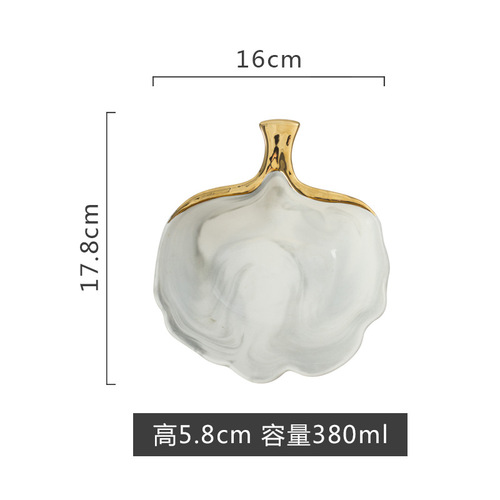 Eenvoudige Gloden Marmer Keramische Schotel Soep Rijstkom Salade Sieraden Opbergvak Decoratieve Servies YHJ021104: leaf bowl-gray