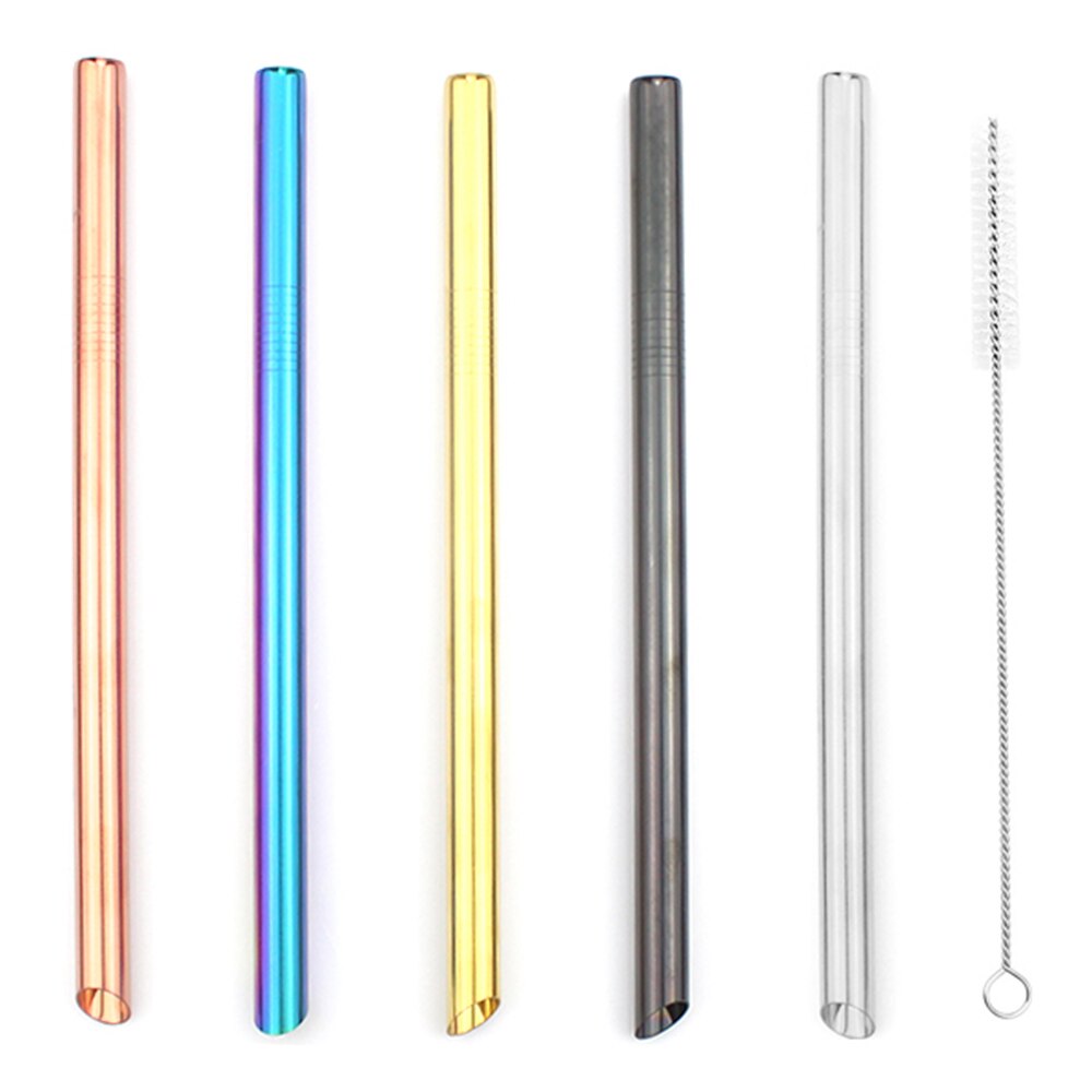Tubuli Metall Stroh Rosa Edelstahl Stroh Wiederverwendbare Trinkhalme 12mm Smoothies Tapioka Perlen Abgeschrägte Bar Party 1Pc