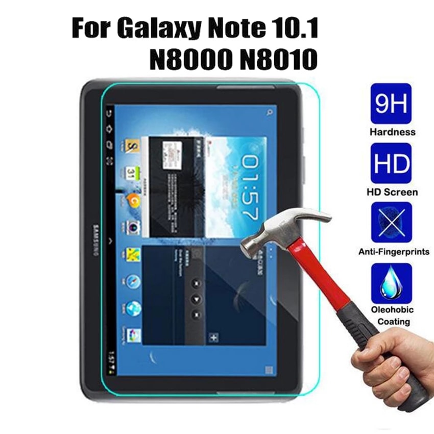 9H Tempered Glass for Samsung Galaxy Note 10.1 N8000 N8010 Glass for Samsung GT-P5100 N8000 Screen Protector Glass Film 10.1''