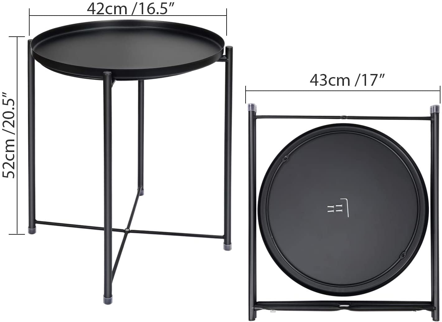 Round side table, Scandinavian , sofa table, side table with removable tray, coffee table in modern