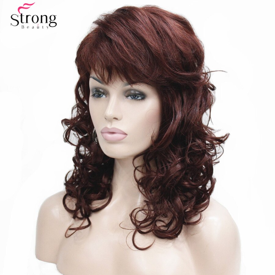 Perruque synthétique longue ondulée mi-longue | Perruque Auburn style Oblique pour femmes, perruque complète pour femmes