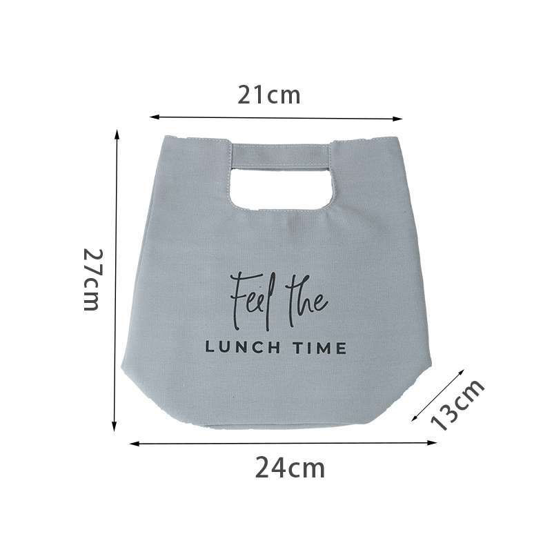 Canvas Portable Lunch Bag Food Storage Bags Japanese Style Bento Box Outdoor Accessories Insulated Cold Print: English gray