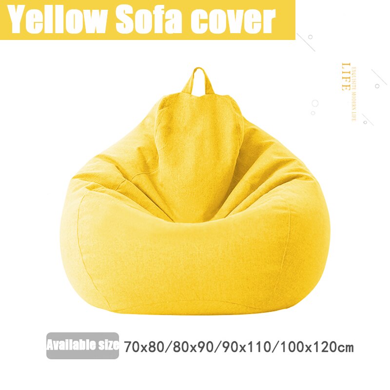 Housse de canapé bouffante sans remplissage, en tissu de lin, siège long, Pouf bouffant, Tatami, Salon: Yellow-Sofa cover / 80X90cm