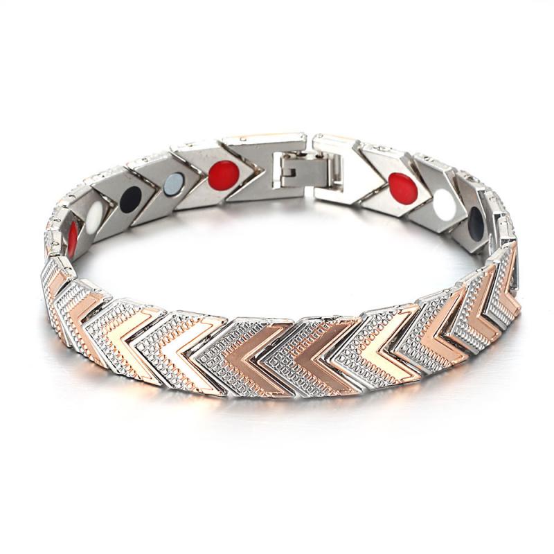 Bracelet magnétique pour hommes et femmes, énergie thérapeutique, guérison, thérapie, arthrite, Stress, soulagement de la douleur, bijoux à la: Rose Gold