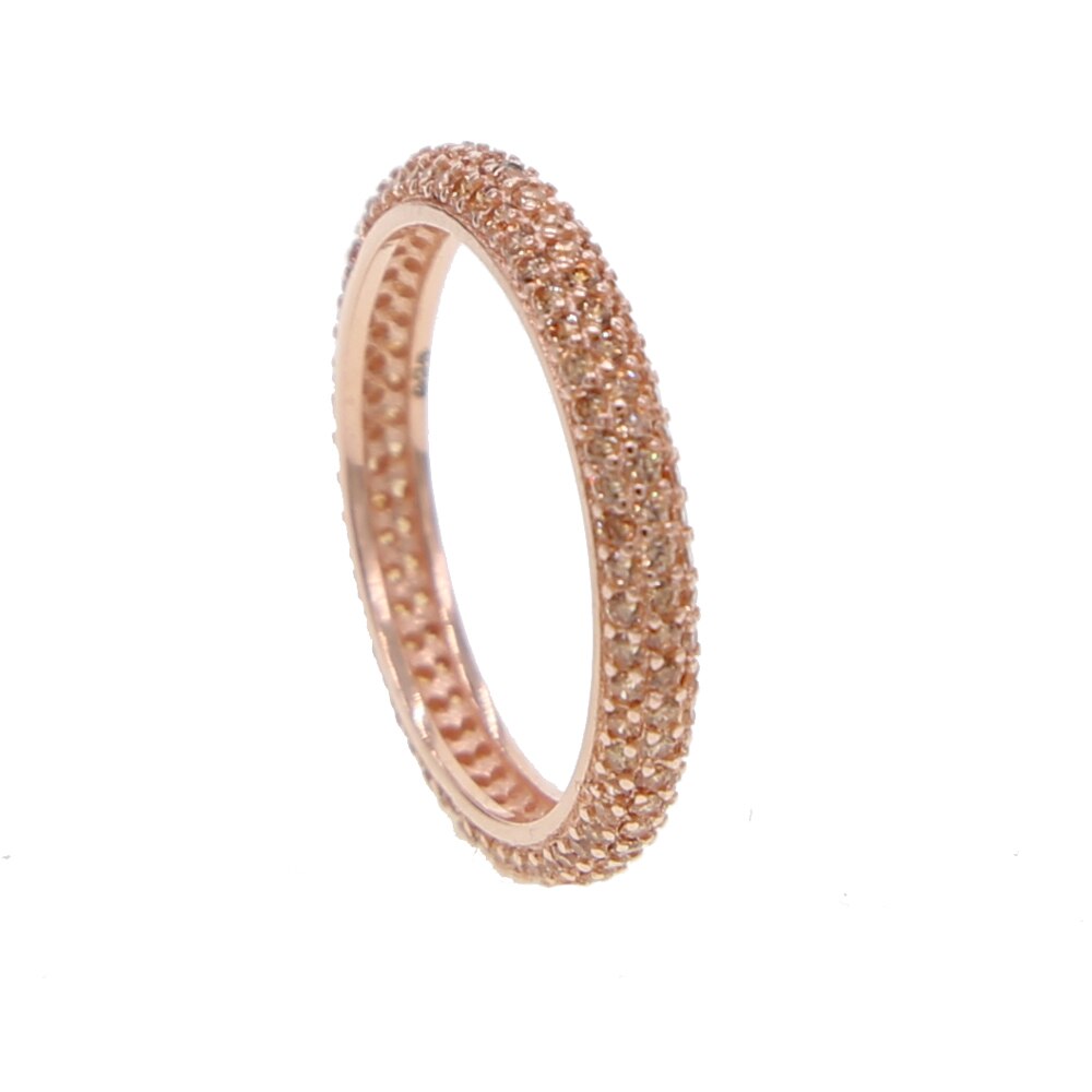 Sterling Silver 925 stack line micro pave cz eternity 3 colors stacking 925 silver full cz paved Engagement wedding band cz ring: 5 / rose gold